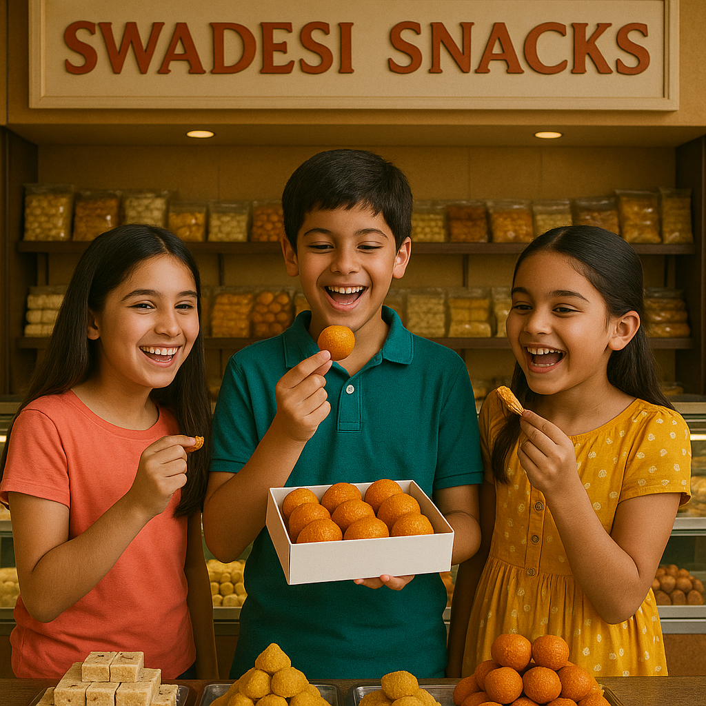 Happy customer with snacks